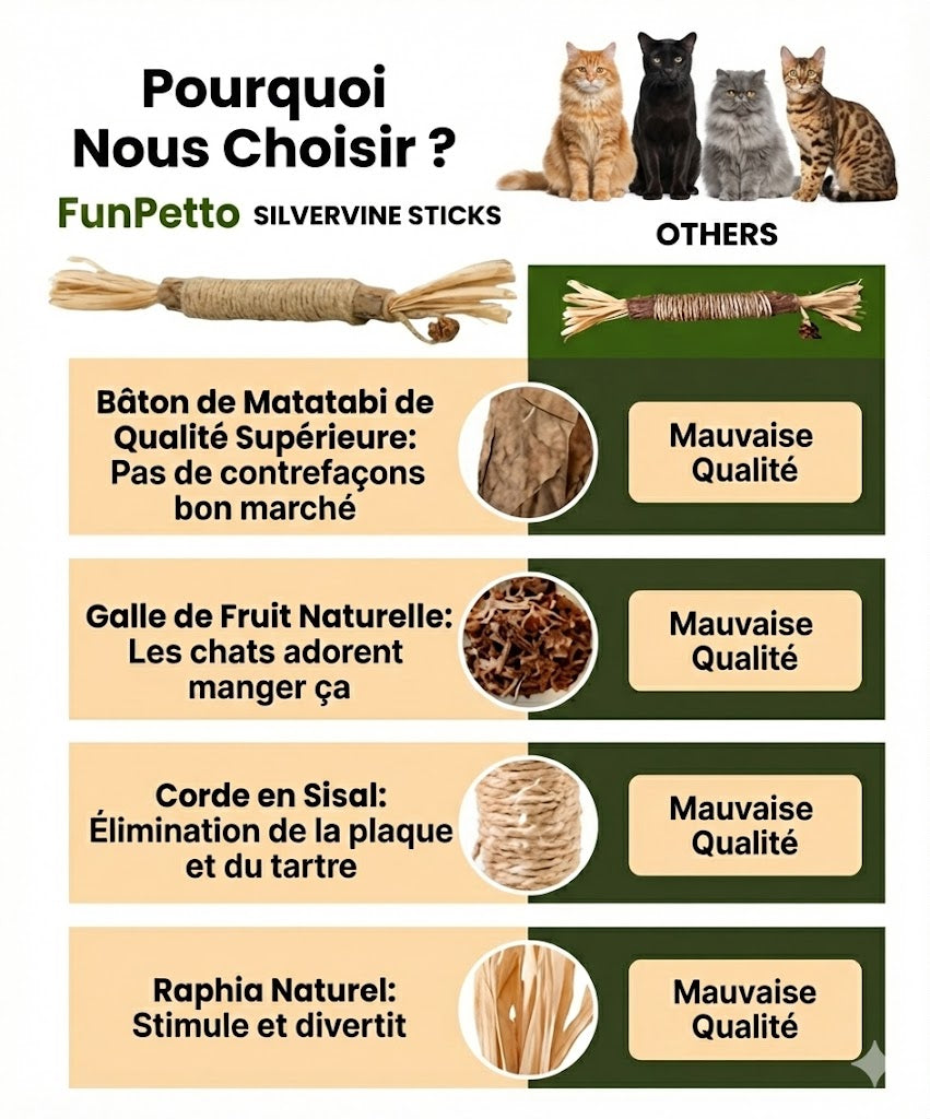 FunPetto Bâtonnets Dentaires Naturels à l'Herbe à Chat